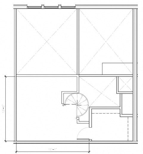 a floor plan of a home with a spiral staircase